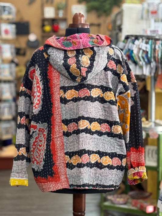 M/L Kantha Quilt Hoodie (F)