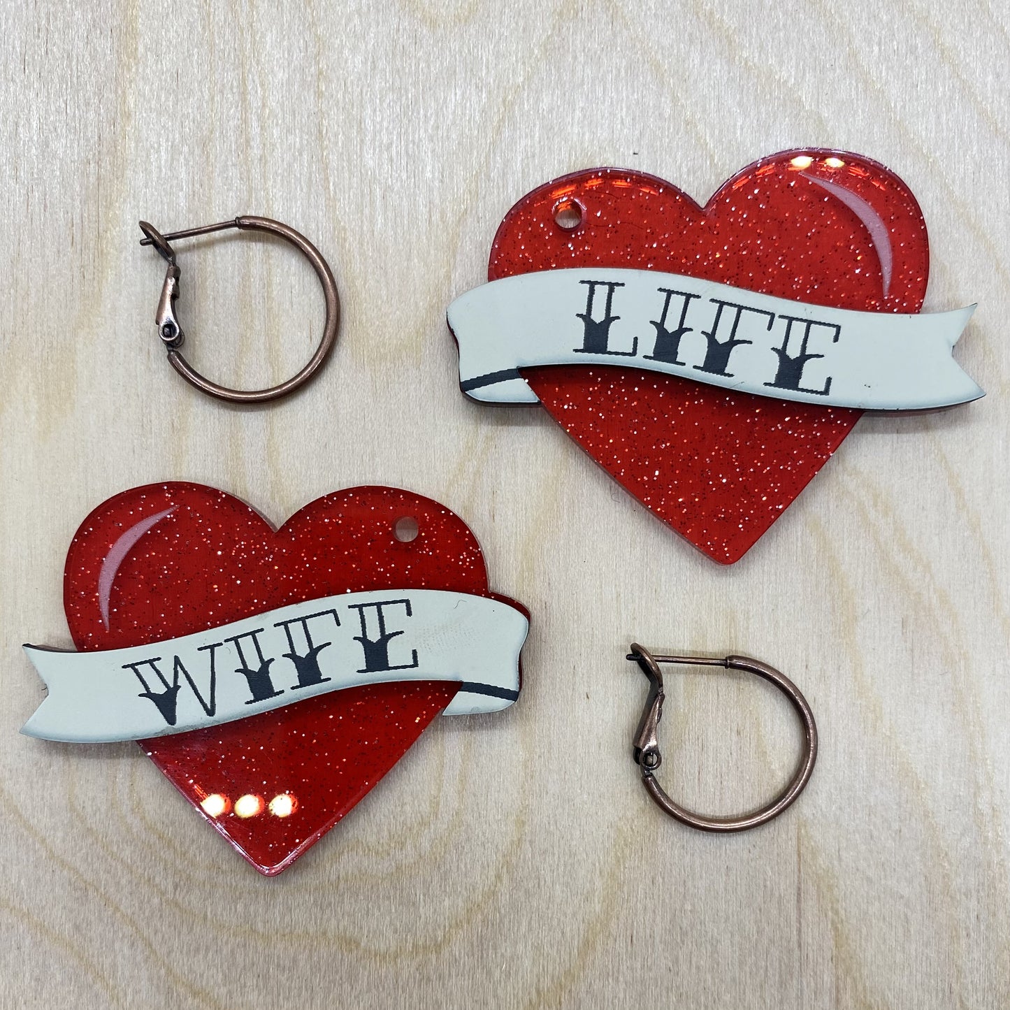 "Wife Life" Heart Earrings