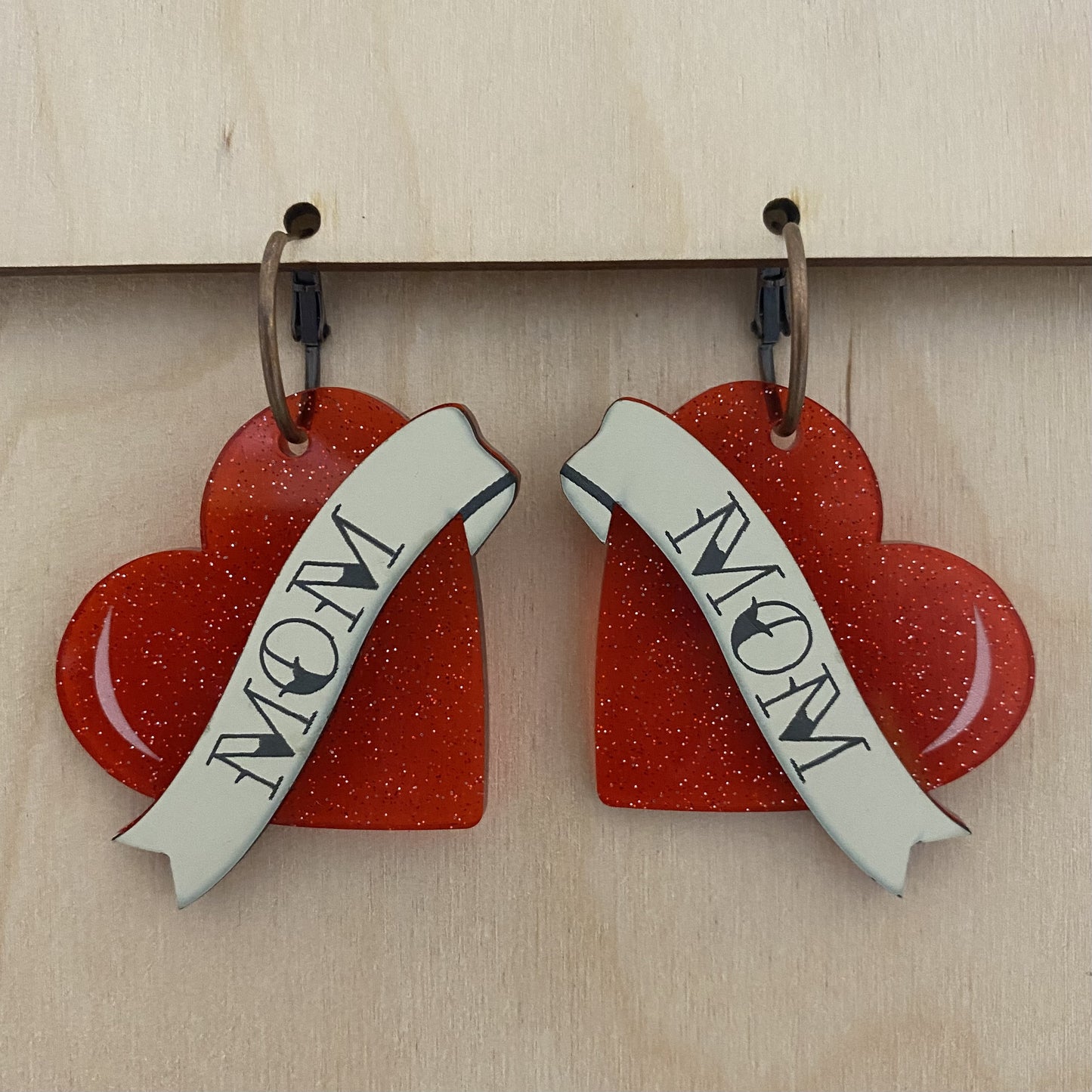 "Mom" Heart Earrings