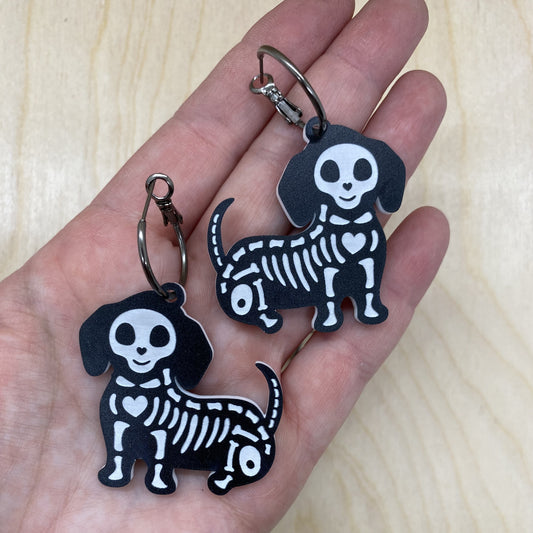 Skeleton Dachshund Earrings