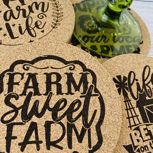 Farm Life Cork Coasters