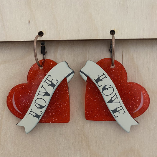 "Love" Heart Earrings