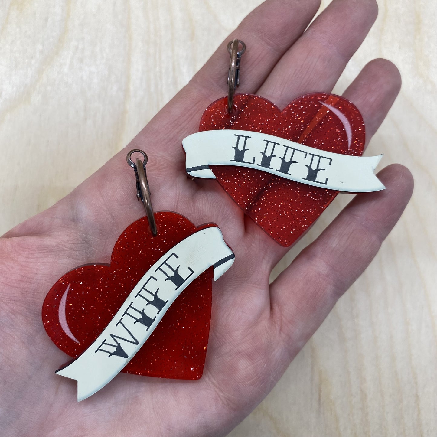 "Wife Life" Heart Earrings