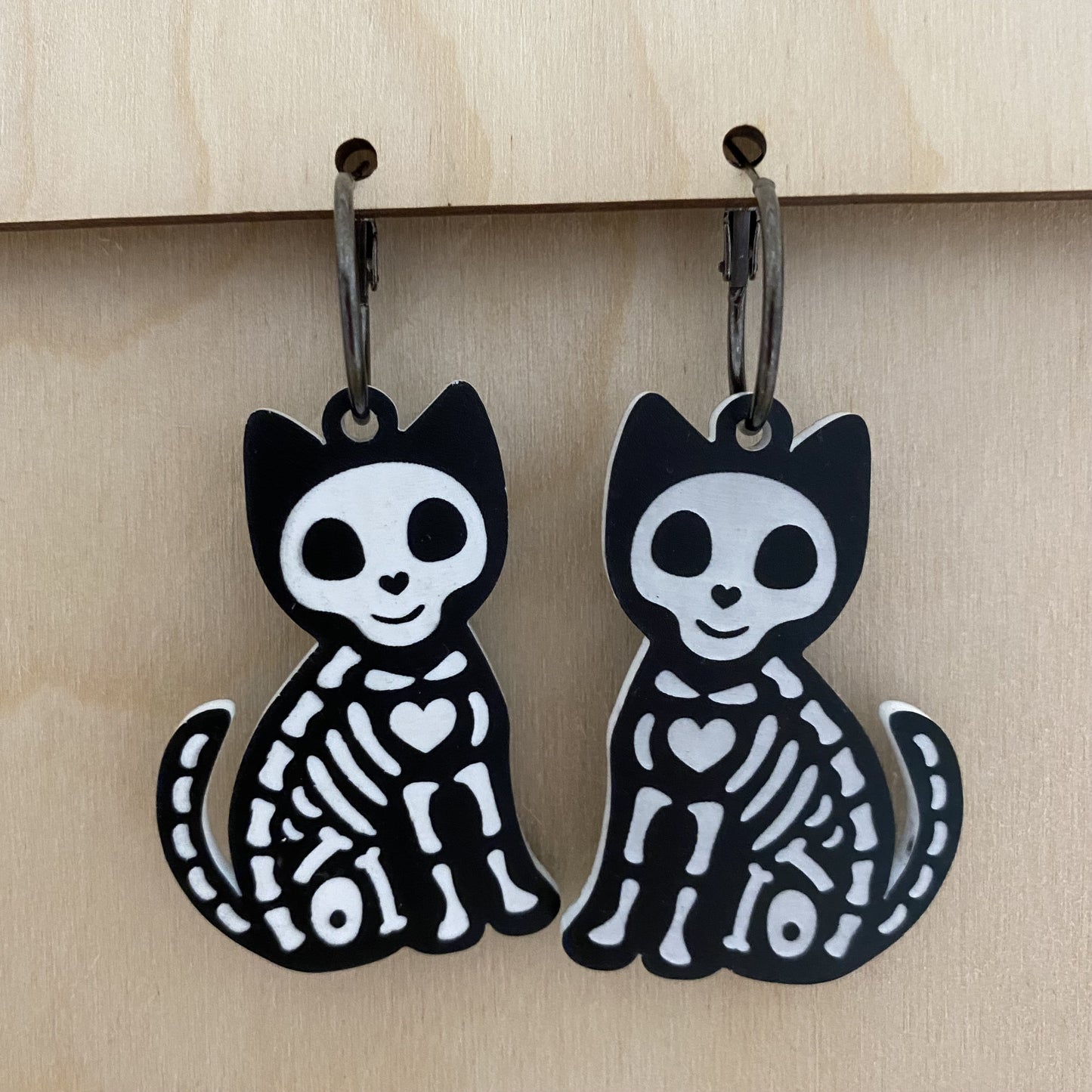 Skeleton Cat Earrings