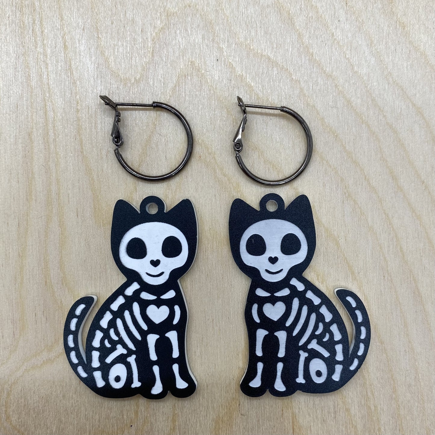 Skeleton Cat Earrings