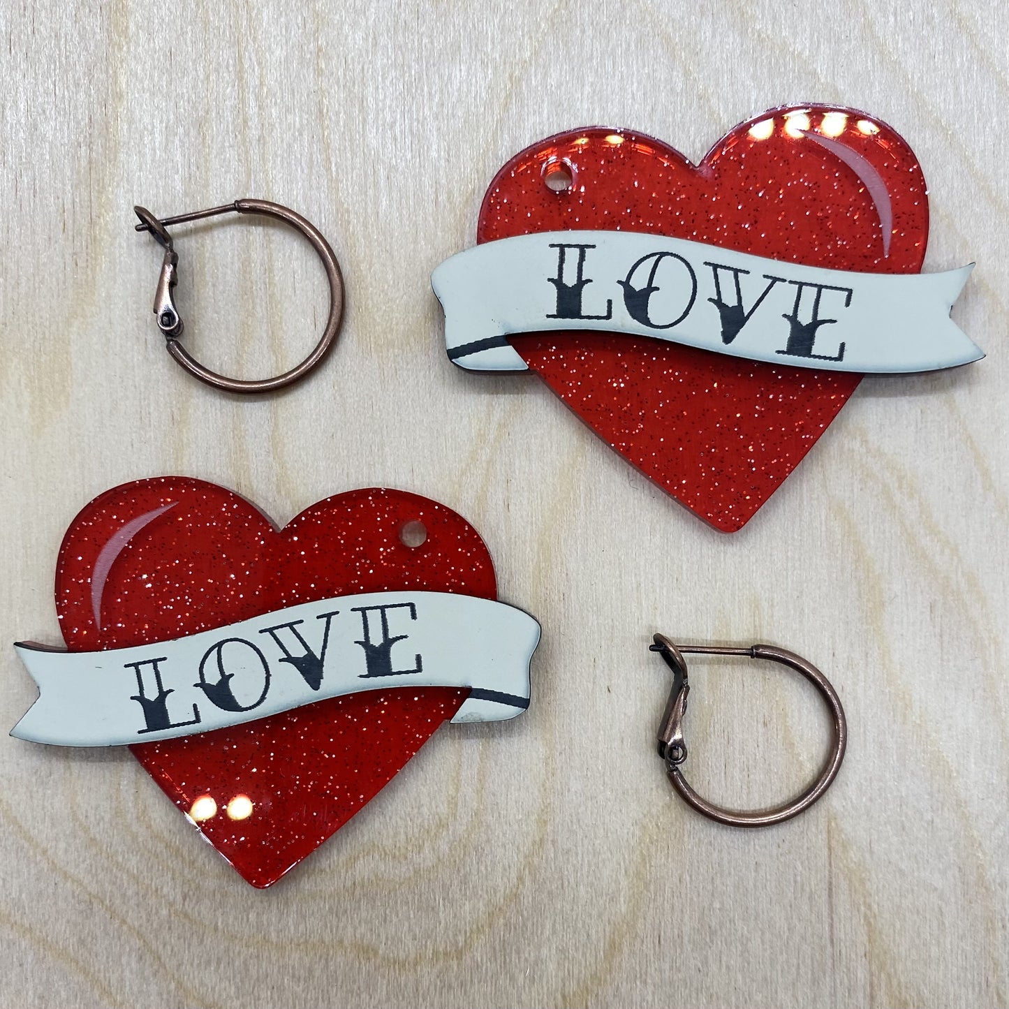 "Love" Heart Earrings