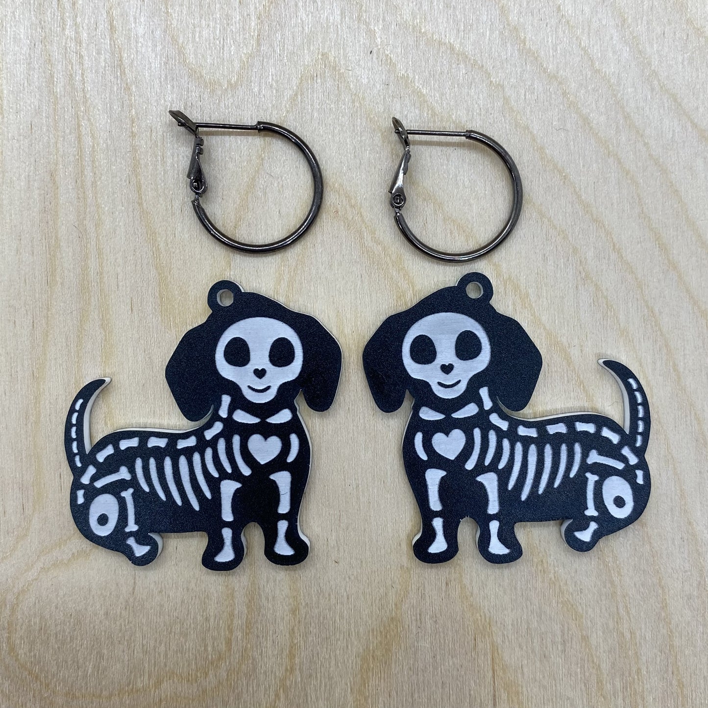 Skeleton Dachshund Earrings