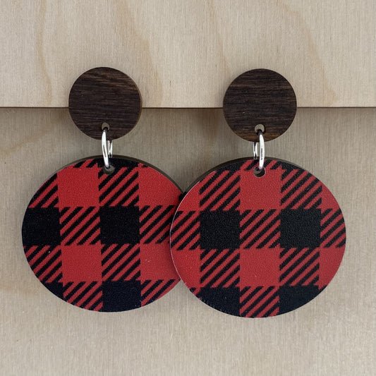 Buffalo Plaid Round Earrings