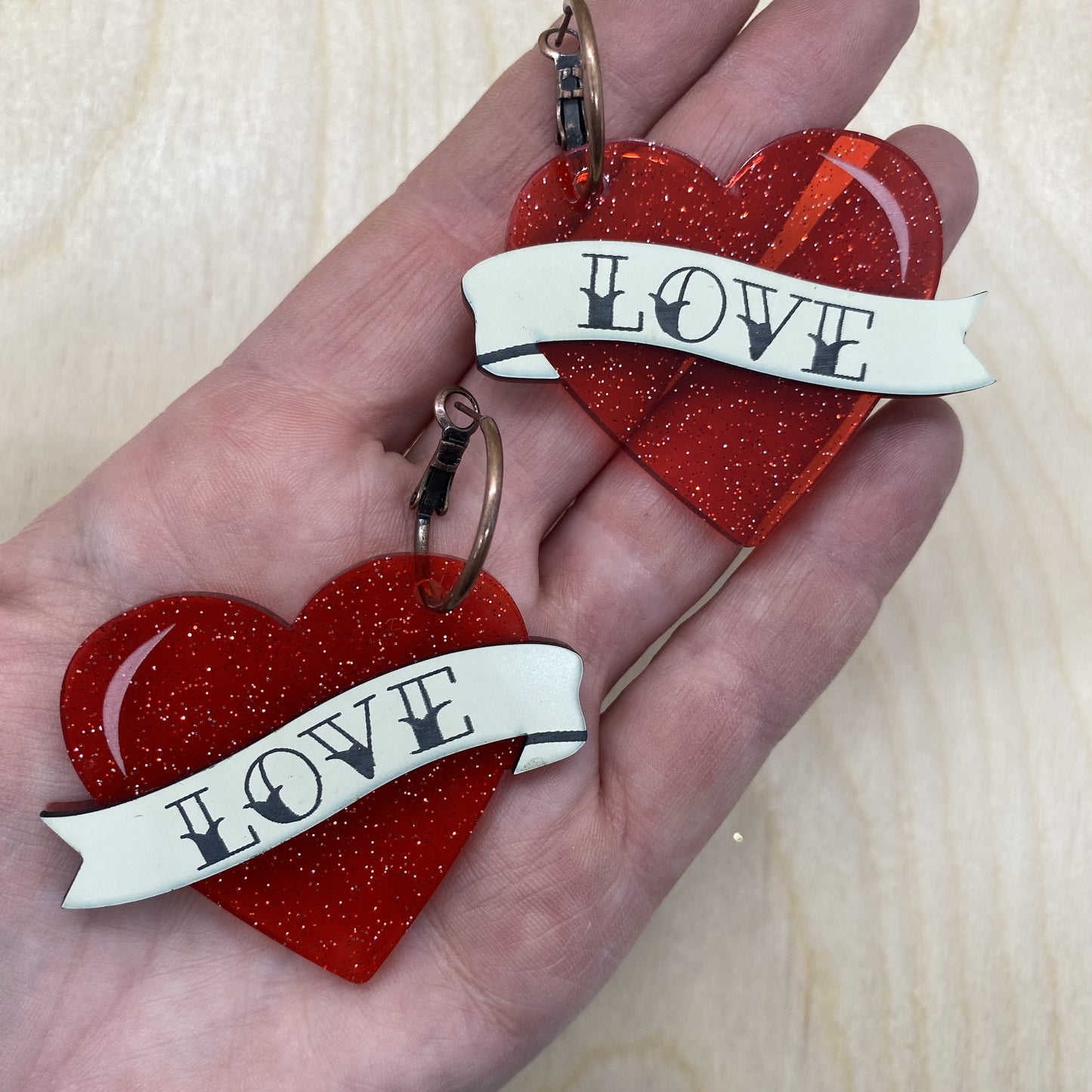 "Love" Heart Earrings