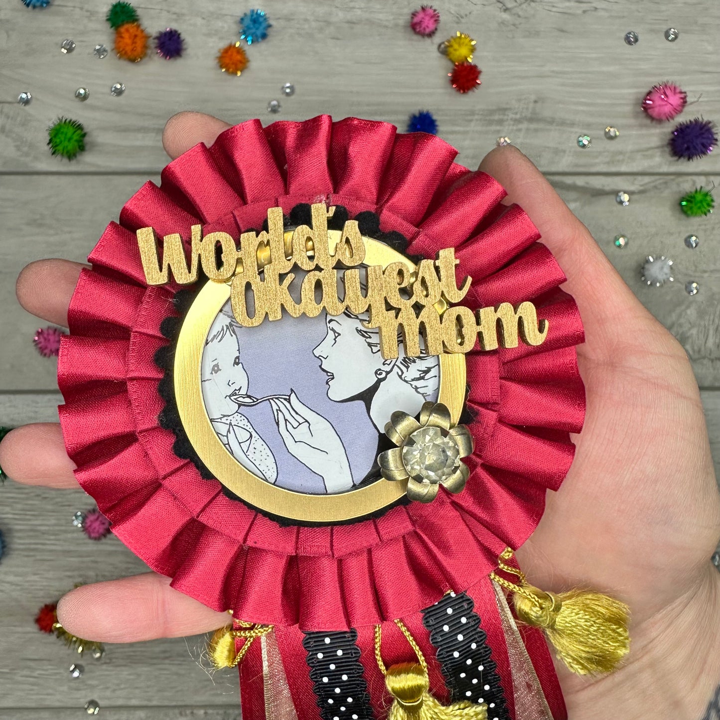 Okayest Mom Ribbon (Red)