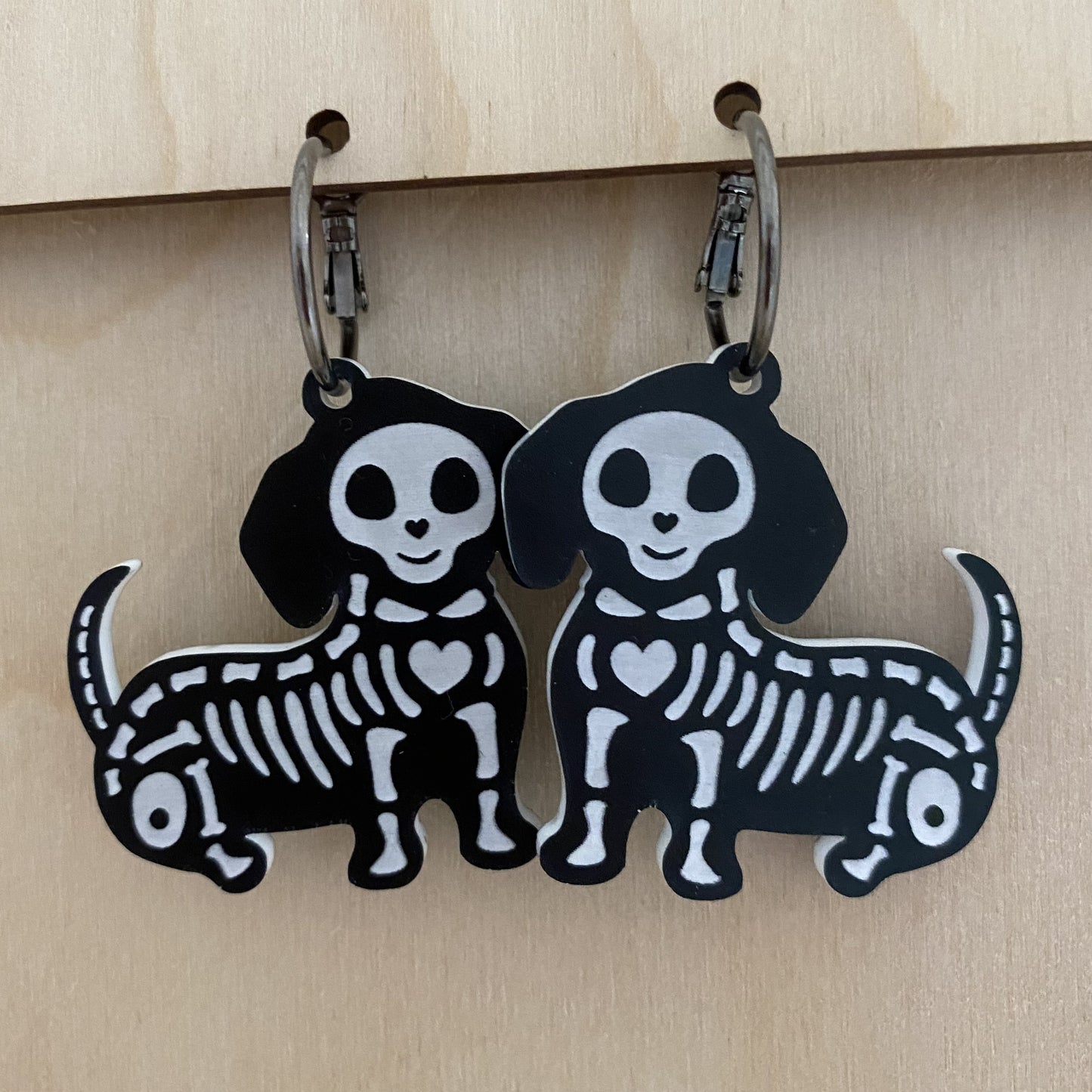 Skeleton Dachshund Earrings