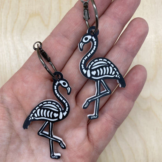 Skeleton Flamingo Earrings