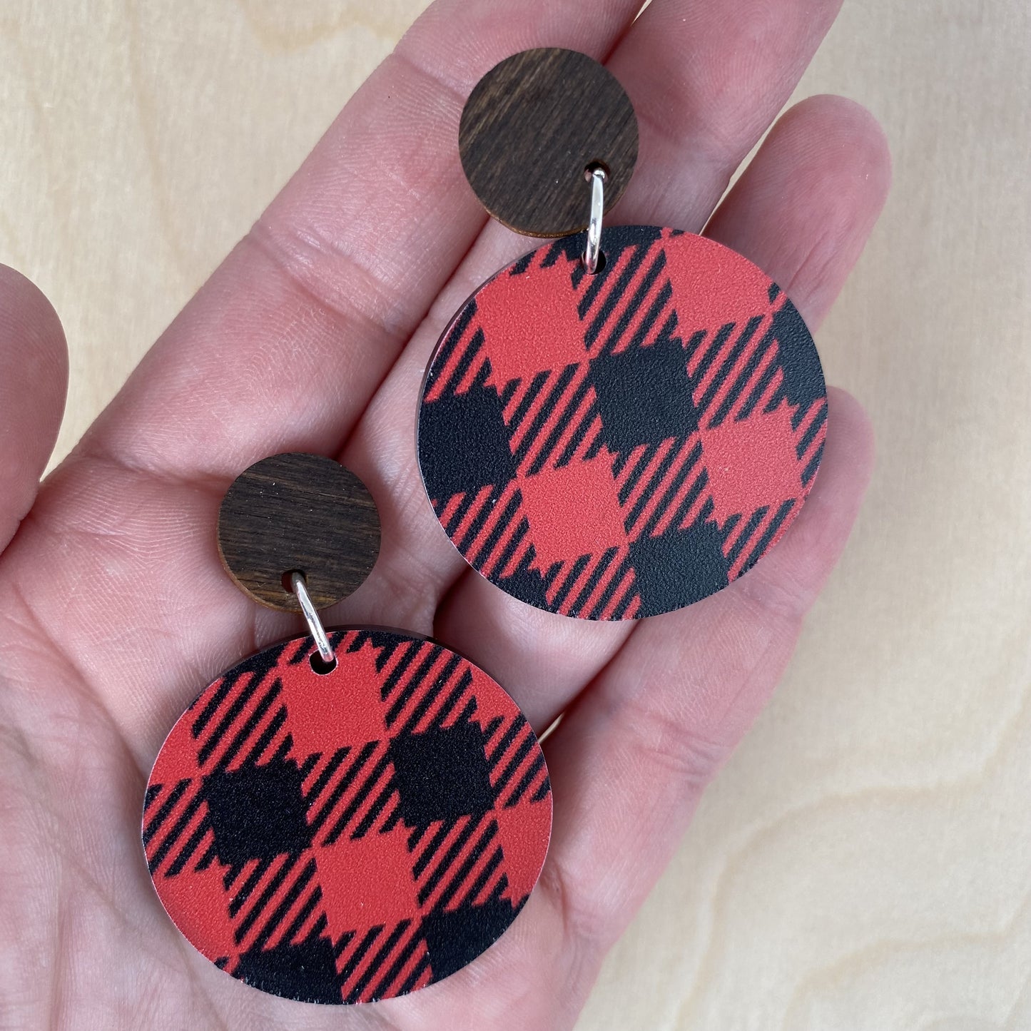 Buffalo Plaid Round Earrings