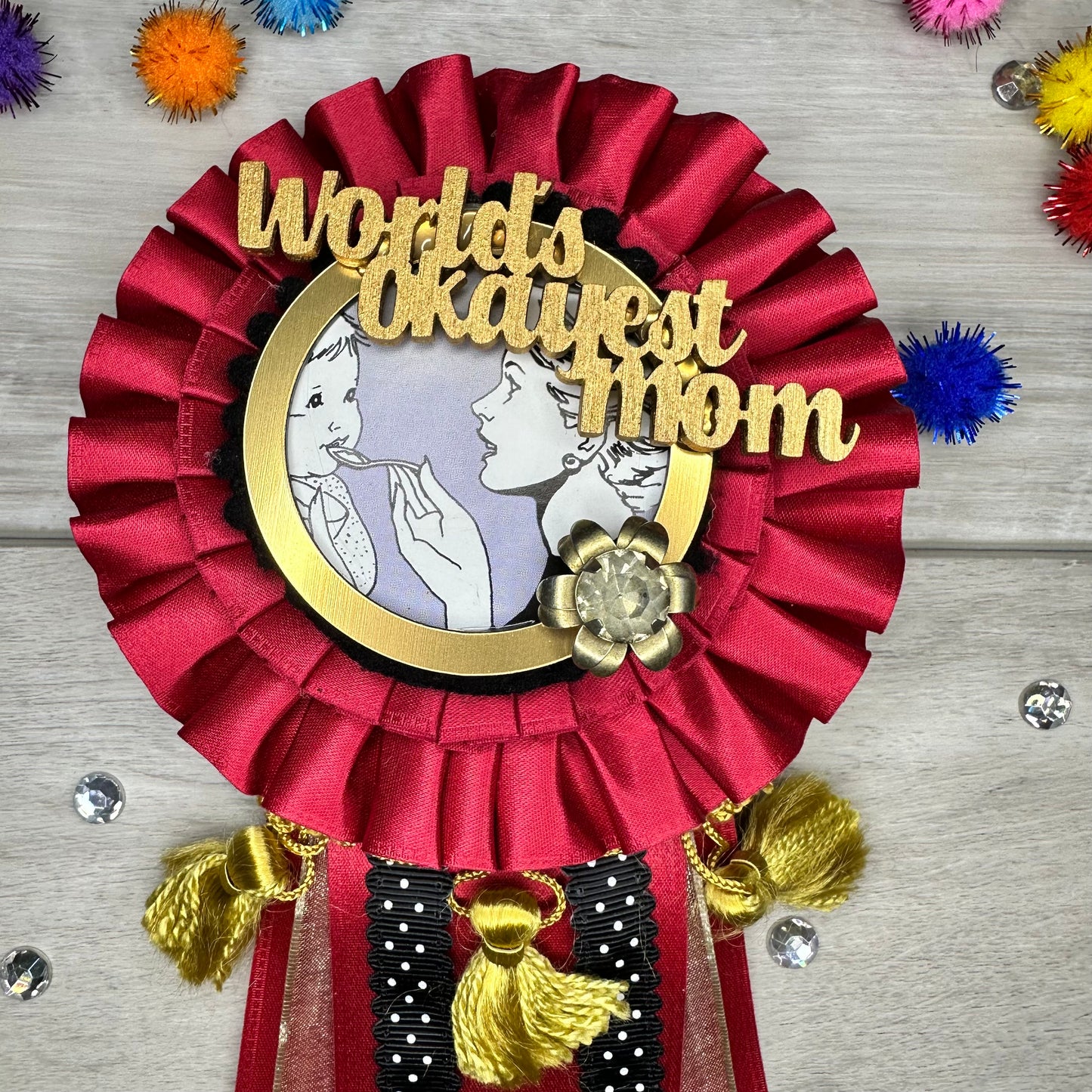 Okayest Mom Ribbon (Red)