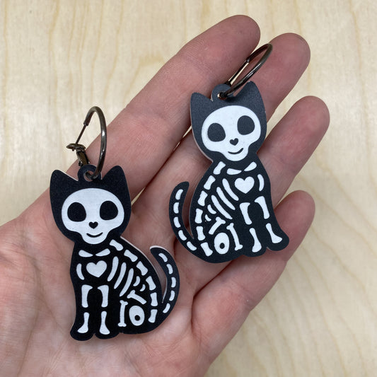 Skeleton Cat Earrings