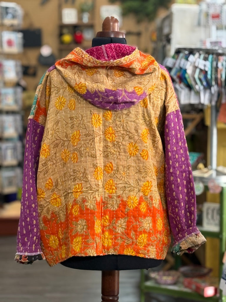 M/L Kantha Quilt Hoodie (E)