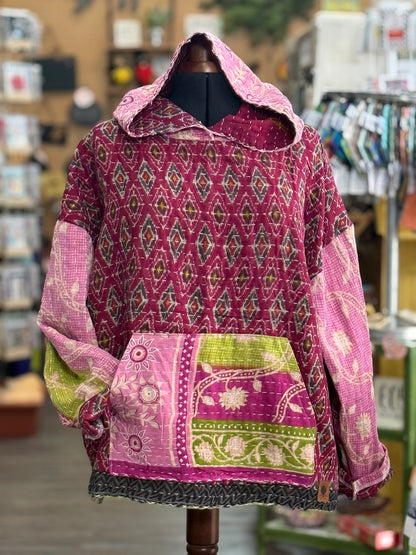 L/XL Kantha Quilt Hoodie (G)