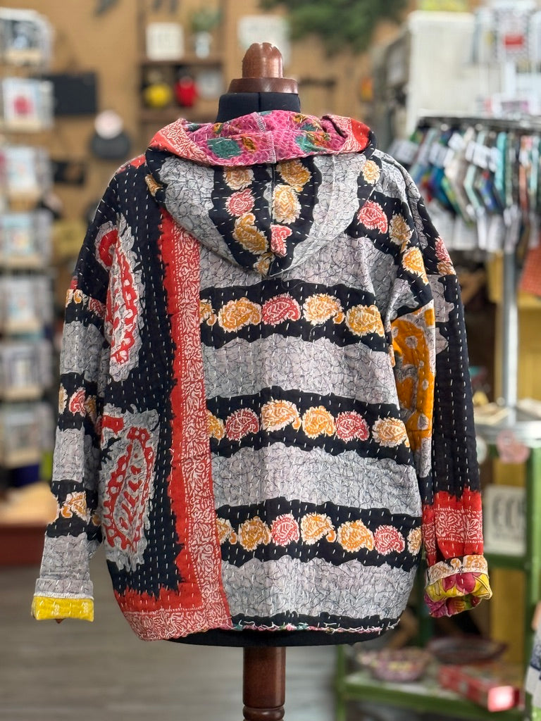 M/L Kantha Quilt Hoodie (F)