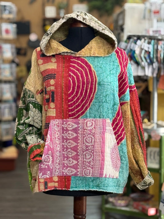 M/L Kantha Quilt Hoodie (D)