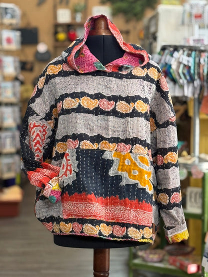 M/L Kantha Quilt Hoodie (F)