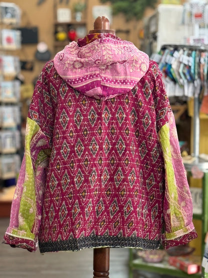 L/XL Kantha Quilt Hoodie (G)