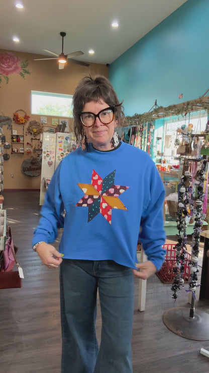 Quilt Star Sweatshirt - Blue